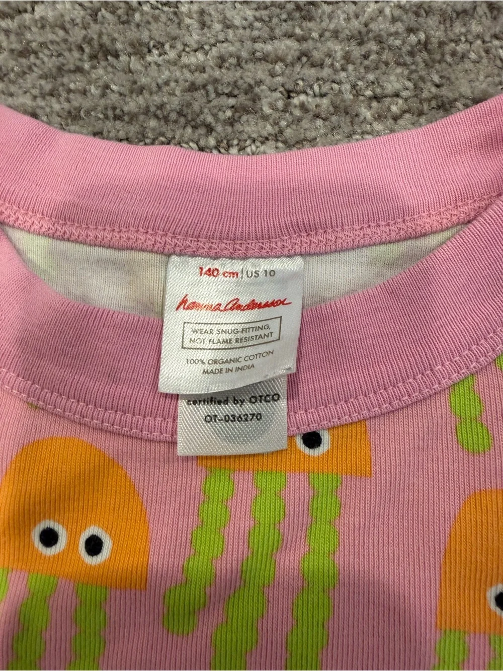 Hanna Andersson Size 10 140 Pink Jellyfish Short John Pajamas Set Organic Cotton